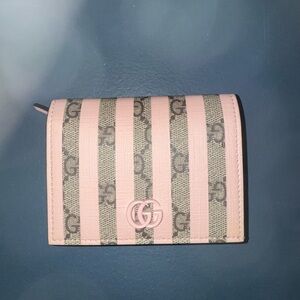 Gucci Pink and Gray Striped Wallet